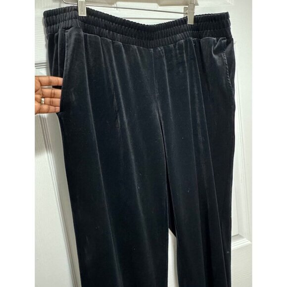 J Jill Wearever Collection Women's XL Full Leg Elastic Waist Black Velvet Pants - Picture 2 of 5